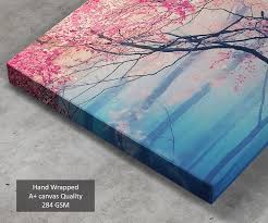 • in this step by step acrylic painting tutorial we will learn how to paint a cherry blossom landscape scene. Cherry Blossom Tree Canvas Wall Art Pine Wood Frame Addyzeal Com