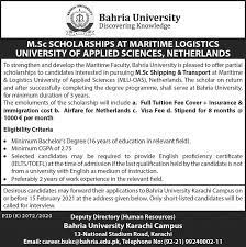 Maybe you would like to learn more about one of these? Bahria University Scholarship At Maritime Logistics University Of Applied Science Netherlands 2021