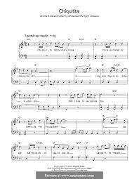 Chiquitita Abba By B Andersson B Ulvaeus Abba Chiquitita Abba Sheet Music