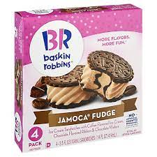 With delicious treats and interesting flavors, there ' s something for everyone in this iconic shop. Baskin Robbins Ice Cream Sandwiches Jamoca Fudge 4 Pack 4 3 5 Fl Oz Safeway