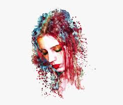 Sad Girl Watercolor Art, HD Png Download - kindpng
