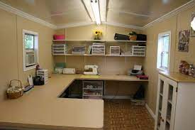 It's big and has lots of storage, it's just awesome! Renovated 10x20 Shed Craft Room Office Craft Shed Craft Room Design