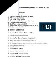 Check spelling or type a new query. Panduan Setting Kertas F4 Di Printer Canon Ip 2770