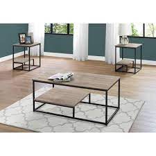 Zipcode Design Tavon 3 Piece Coffee Table Set Table Base Color Black Table Top Color Dark Taupe Coffee Table Living Room Table Sets Furniture