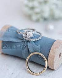 Dusty Blue Wedding Ideas I Ll Could Take Ring Shots Every Day We Love The Wedding Day Details Blue Wedding Rings Ring Shots Dusty Blue Weddings