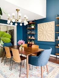 Our Dining Room Is Done Kaleidoscope Living Eclectic Dining Room Dining Room Blue Mid Century Modern Dining Room