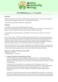 ACE AGM Meeting (Zoom) ~ 2nd June 2021