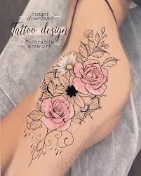 Tattoo Design Mandala Roses Daisy Flower Digital Female Image 8 Daisy Tattoo Designs Flower Thigh Tattoos Tattoo Designs