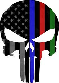 The punisher skull is not merely a profitable merchandising industry, but an ideological icon verging on religious significance. Thin Blue Red Green Line American Flag Punisher Decal Sticker 127