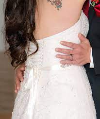 The bodice is made of glitter lace over chantilly underlayer. Jewel Wg3755 Used Wedding Dress Save 83 Stillwhite