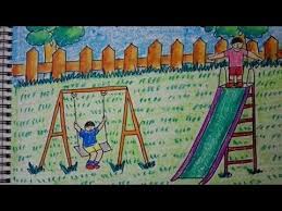 How To Draw And Color A Park Scene For Kids Youtube Art Drawings For Kids Drawings Online Painting