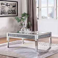 Acme Furniture 81415 Noralie Coffee Table Mirror Faux Diamonds In 2020 Coffee Table Mirrored Furniture Modern Furniture Living Room