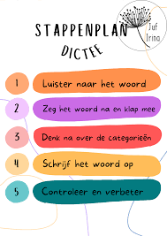 Stappenplan en succescriteria Dictee - kaartjes en poster