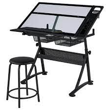Easyfashion Adjustable Glass Top