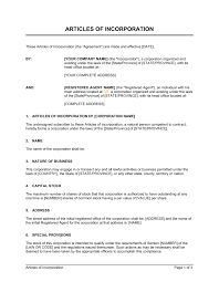 This is a very simple document in a standard format that cannot be altered. Articles Of Incorporation Template By Business In A Box