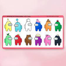 Among Us Sticker Sheet Crewmates With Hats Impostor Waterproof Paper Among Us Sticker Sticker Sheet Waterproof Paper