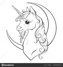 Foto Disegno Mezzaluna Da Colorare Piccolo Unicorno E Mezzaluna