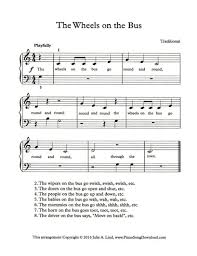 The Wheels On The Bus Easy Piano Sheet Music With Lyrics