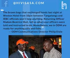 This is the official twitter handle for the iebc. Hivisasa Mombasa The Odm Party Communications Director Philip Etale Claims That Iebc Officials Were In A Fishy Business With Politicians Allied To The Dp William Ruto At Weston Hotel Just A