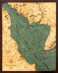 delaware bay 3 d nautical wood chart 24 5 x 31 dark frame