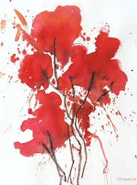Oskar Koller Roter Mohn 1994 Aquarell Mit Kreide 38 5 X 28 5 Cm Flower Painting Watercolor Flowers Abstract Photos
