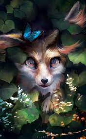 Here are only the best cool galaxy wallpapers. Download Wallpaper 800x1280 Fox Cute Art Butterfly Leaves Samsung Galaxy Note Gt N7000 Meizu Mx2 Hd Background