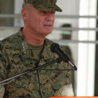 US Ambassador to Bulgaria, the honorable James W. Pardew, meets with US Air  Force (USAF) Colonel (COL) James Muscatell, the Commander of Camp Sarafovo,  in Burgas, Bulgaria. His visit represents the continued