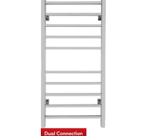 WarmlyYours Metropolitan 20" x 42" Polished Stainless Steel Wall-Mounted  10-Bar Dual Connection Hardwired or Plug-In Towel Warmer