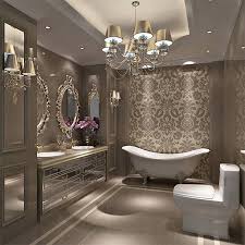 This wonderful bathroom design by house of honey features a yellow and pink wallpaper with metallic stems, which reflect the light from the ceiling fixture. Home Dzine Bathrooms Add Luxury To Your Master Bath