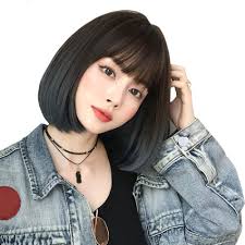 باروكة شعر قصيرة بطول 30 سم للنساء من جايبماكس باروكة شعر صناعي قصيرة مع  غرة للنساء