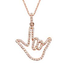 Rose Gold Love Sign Necklace With Diamonds Necklace Pendant Love Signs