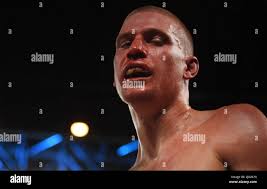 Boxer Brent Davis (left) fights against Cameron Eyes before the main boxing  event with Danny Green fighting Kane Watts at Hisense Arena in Melbourne,  Wednesday, Aug. 3, 2016. (AAP Image/Tracey Nearmy Stock