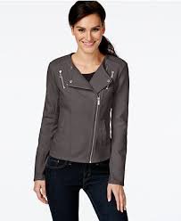 Calvin Klein Faux Leather Textured Moto Jacket Jackets Blazers Women Macy S Blazer Jackets For Women Vegan Leather Jacket Jackets
