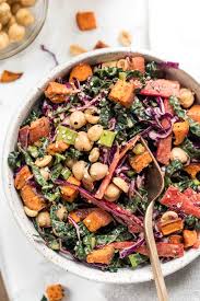 Thai Superfood Kale Salad With Sweet Potatoes Simply Quinoa Recipe Salad With Sweet Potato Easy Healthy Salad Superfood Salad