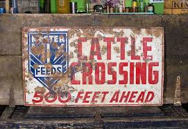Vintage Cattle Crossing Sign Metal Sign Master Mix Feeds Antique Signs Metal Signage Old Signs