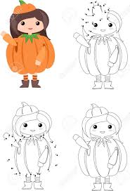 There are tons of great resources for free printable color pages online. Cute Girl In A Pumpkin Costume Halloween Coloring Book And Dot To Dot Educational Game For Kids Royalty Free Cliparts Vectors And Stock Illustration Image 132884234