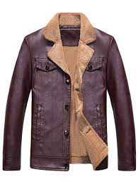 Biker Jacket With Faux Fur Collar Wine Red 2xl Leather Jacket Men Leather Jacket Style Biker Jacket