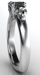 Black And White Engagement Ring Our Angels And Demons Engagement Ring 2 With A Black Diamond Center And White Diamond Eyes Skull Jewelry Engagement Rings Skull Engagement Ring