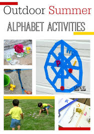 Write letters on dried beans. Outdoor Summer Alphabet Activities