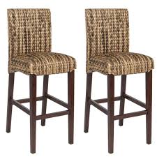 Best Choice Products Set Of 2 Hand Woven Seagrass Bar Stools Mahogany Wood Frame Bar Height Wicker Bar Stools Seagrass Bar Stools Bar Stools