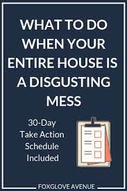 What To Do When Your Entire House Is Disgusting 30 Day Take Action Schedule Included Housecleaning Schedule Schedule Board Home Organisation Tips