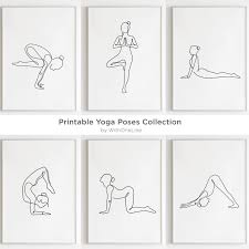 Printable Yoga Art Set Of 6 Prints Yoga Poses Gift Ideas Etsy Namaste Art Yoga Art Abstract Wall Art