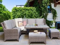 Dine in style under the blue sky with garden dining sets. Signature Weave Sarah Corner Dining Set With Lift Table Corner Sofa Set At Gardenman