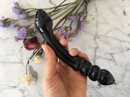 THE DOUBLE-ENDED Pure Black Obsidian Crystal Wand Dildo Yoni - Etsy