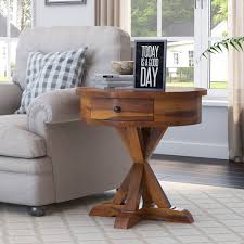 Potterybarn.com has been visited by 100k+ users in the past month Floreo Rustic Solid Wood Round End Table With Drawer