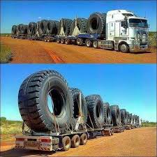 Mining Tires Galore Road Train Again We Repair Used Trailers In Any Condition Contact Ustrailer And Let Us Sell Your Traile Strassenbahn Big Rig Trucks Lkws