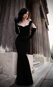 Long Velvet Black Gothic Dress With Gloves Little Black Dress Dresses Beautiful Dresses