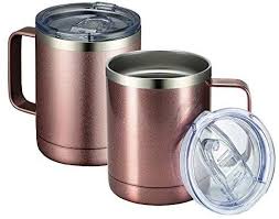 Amazon Com Meway 12oz Coffee Mug With Handle 2 Pack Bulk Stainless Steel Insulated Travel Tumblers With Slidin Insulated Coffee Mugs Camping Cups Drinking Tea