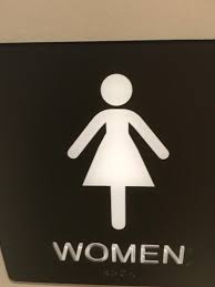 This Women S Restroom Sign Figure Only Has One Leg Restroom Sign Women Symbols