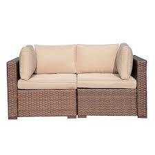 Amazon Com Patiorama Outdoor Furniture All Weather Rattan Loveseat Brown Wicker Patio Sofa Chairs Add Rattan Loveseat Outdoor Sectional Sofa Outdoor Loveseat